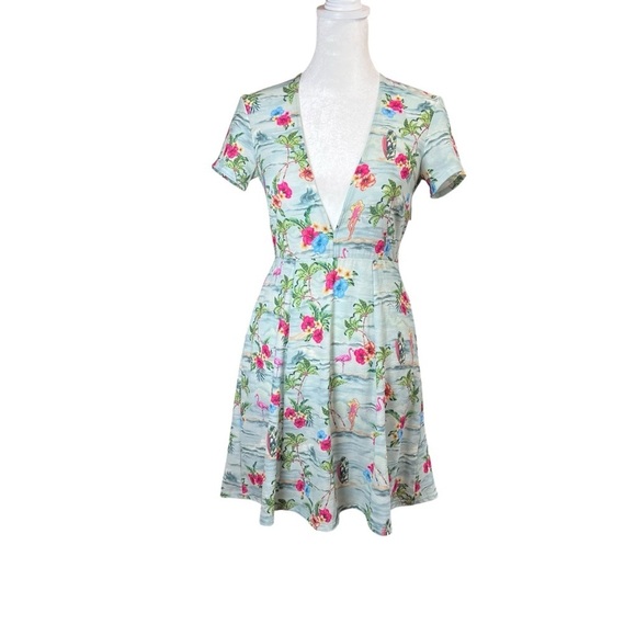 Show Me Your Mumu x Barbie Ibiza Mini Dress Stretch Cutout Babydoll Plunge Sz XS - Picture 2 of 11